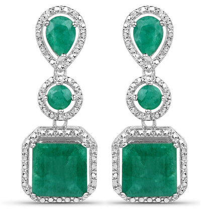 7.85 Carat Dyed Emerald .925 Sterling Silver Earrings  DestGlow