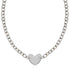 Sterling Silver Rhodium Plated Chain Bracelet with a Flat Heart Motif Station by Bids.com