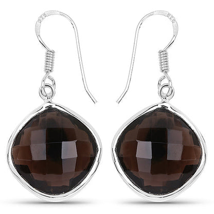 22.80 Carat Genuine Smoky Quartz .925 Sterling Silver Earrings by Bids.com