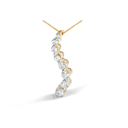 AGS Certified 14K Yellow Gold 3.0 Cttw Baguette and Brilliant Round-Cut Diamond Journey 18" Pendant Necklace (G-H Color, SI2-I1 Clarity) by Bids.com
