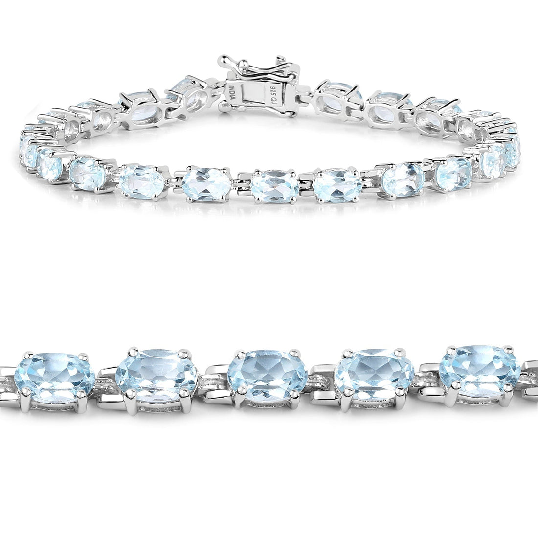10.71 Carat Genuine Blue Topaz .925 Sterling Silver Bracelet  DestGlow