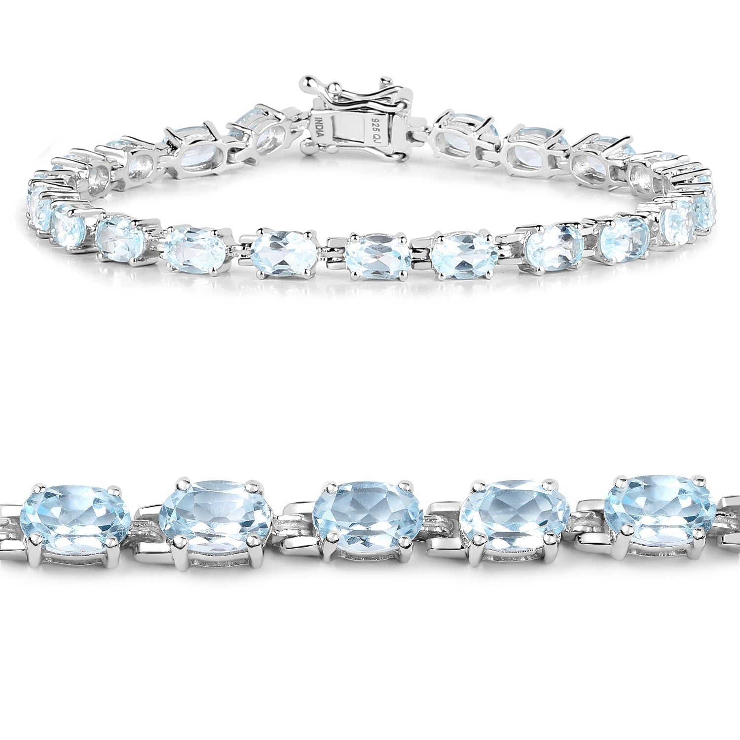 10.71 Carat Genuine Blue Topaz .925 Sterling Silver Bracelet  DestGlow