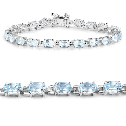 10.71 Carat Genuine Blue Topaz .925 Sterling Silver Bracelet  DestGlow