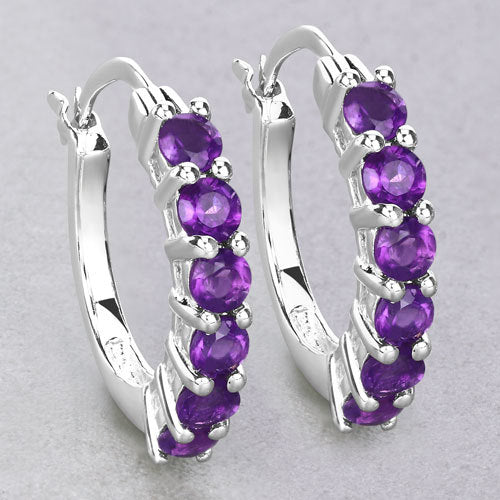 1.20 Carat Genuine Amethyst .925 Sterling Silver Earrings  DestGlow