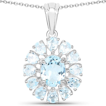 14.02 Carat Genuine Blue Topaz and White Topaz .925 Sterling Silver 3 Piece Jewelry Set (Ring, Earrings, and Pendant w/ Chain) by Bids.com