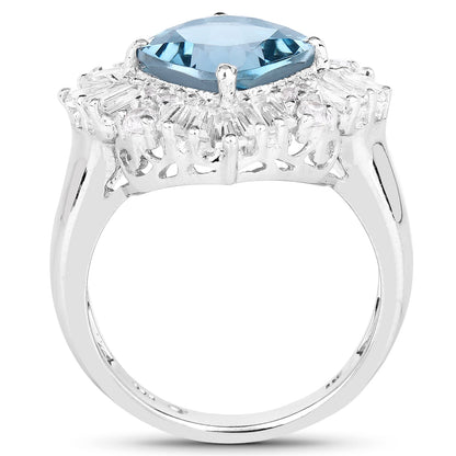5.19 Carat Genuine London Blue Topaz &amp; White Topaz .925 Sterling Silver Ring by Bids.com