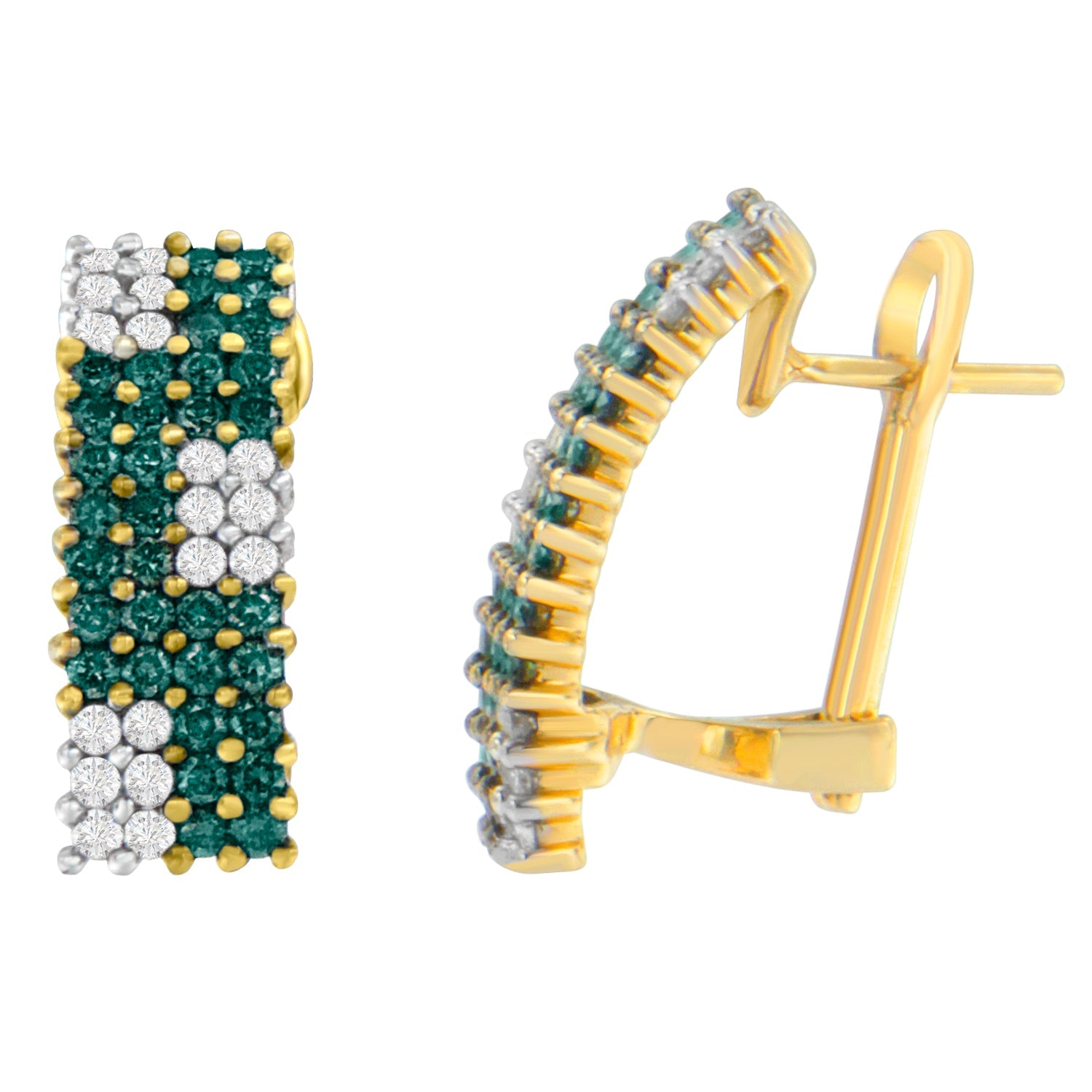 14K Yellow Gold 2 cttw White and Treated Blue Diamond Earrings (H-I, SI1-SI2) by Bids.com