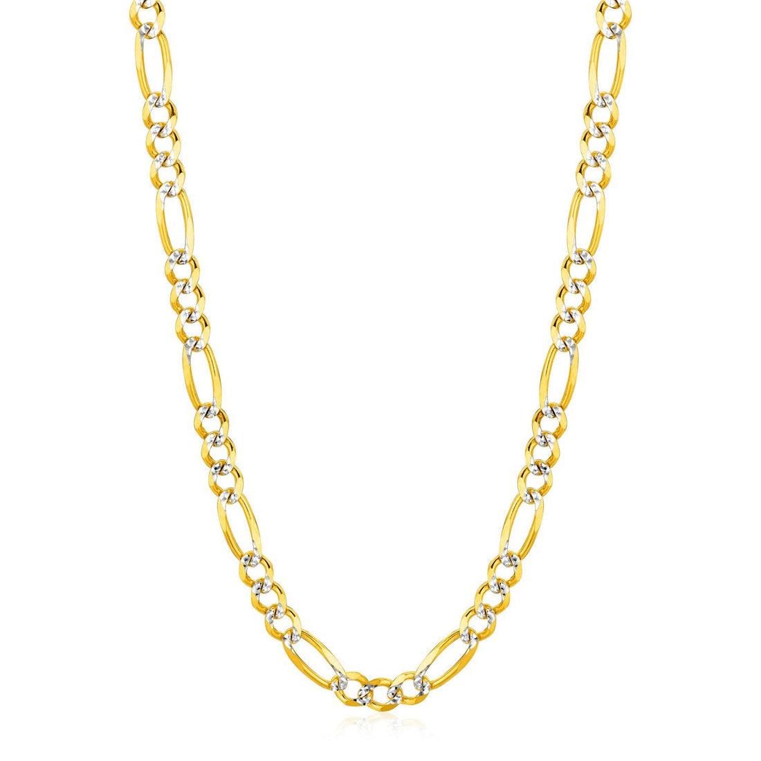 6.0mm 14K Yellow Gold Solid Pave Figaro Chain by Bids.com