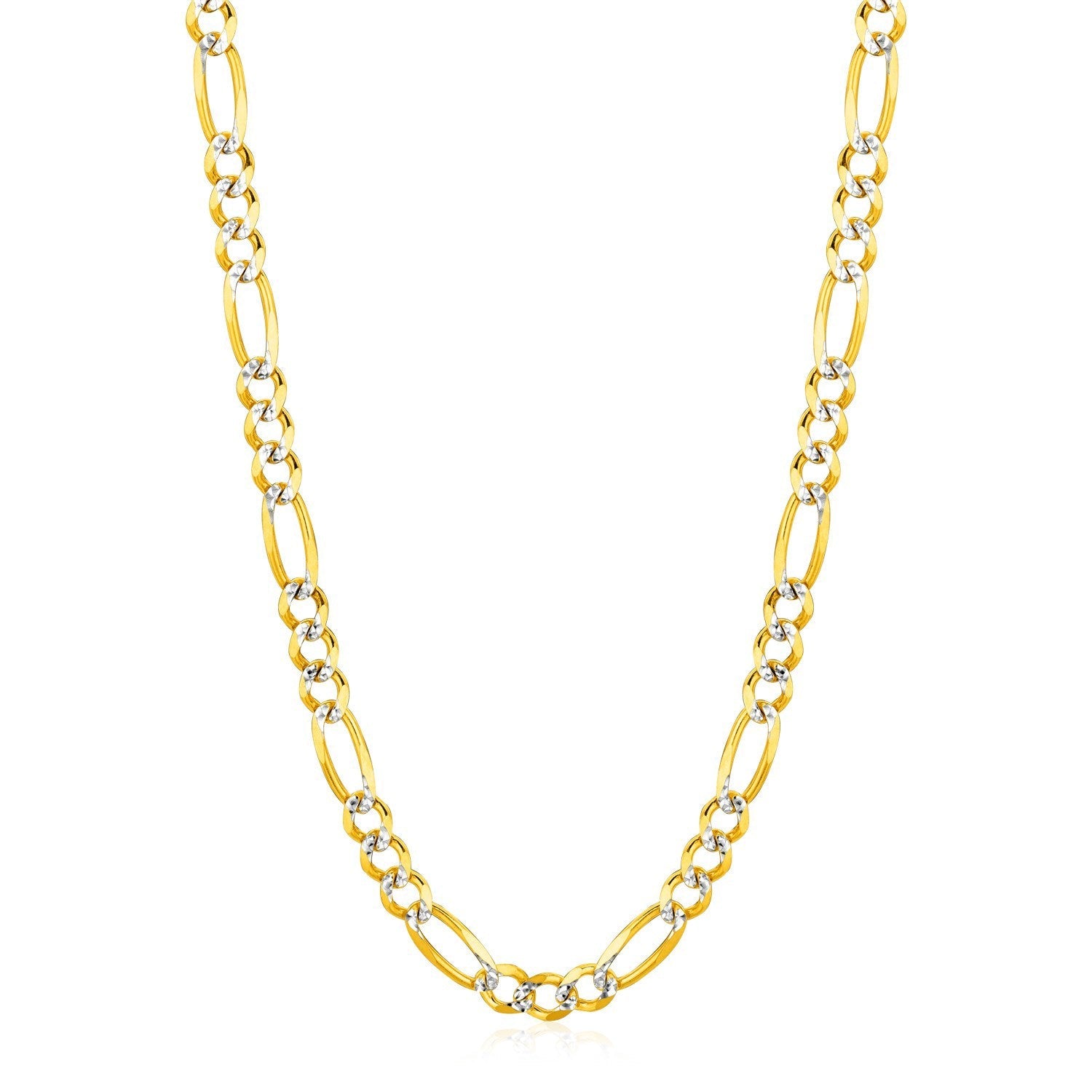 6.0mm 14K Yellow Gold Solid Pave Figaro Chain by Bids.com
