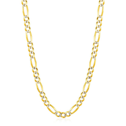 6.0mm 14K Yellow Gold Solid Pave Figaro Chain by Bids.com