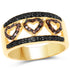 14K Yellow Gold Plated 0.32 Carat Genuine Black Diamond and Red Diamond .925 Sterling Silver Ring by Bids.com