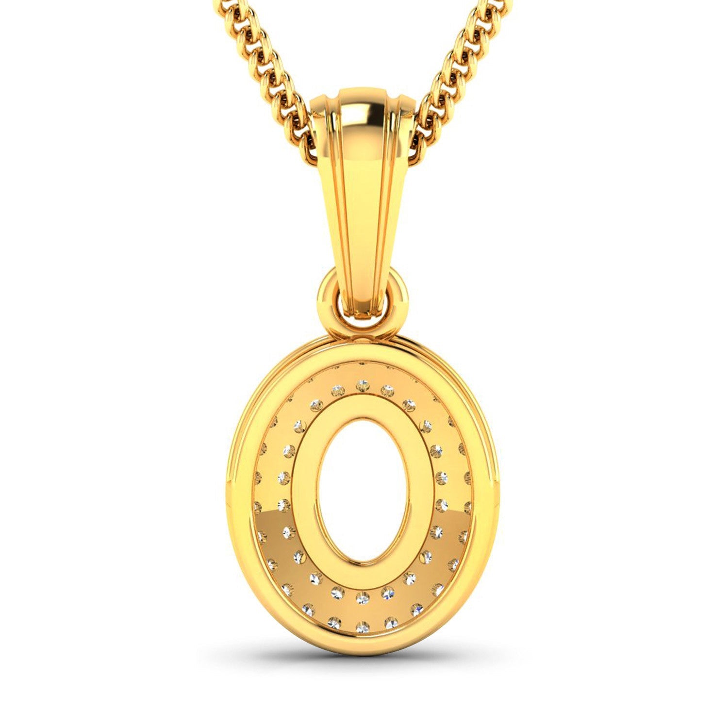 0.17 Carat Genuine White Diamond 14K Yellow Gold Semi Mount Pendant - holds 7x5mm Oval Gemstone by Bids.com