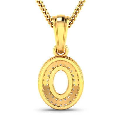0.17 Carat Genuine White Diamond 14K Yellow Gold Semi Mount Pendant - holds 7x5mm Oval Gemstone by Bids.com