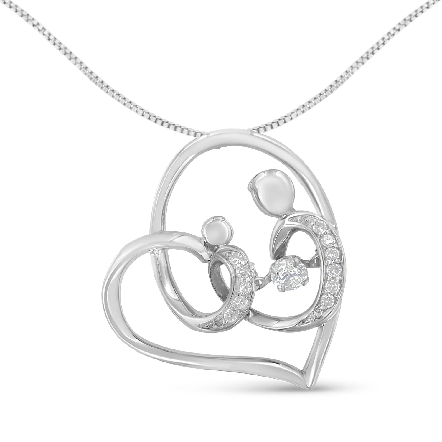 .925 Sterling Silver 1/6 cttw Diamond Heart Pendant Necklace (H-I, I1-I2) by Bids.com