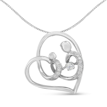.925 Sterling Silver 1/6 cttw Diamond Heart Pendant Necklace (H-I, I1-I2) by Bids.com