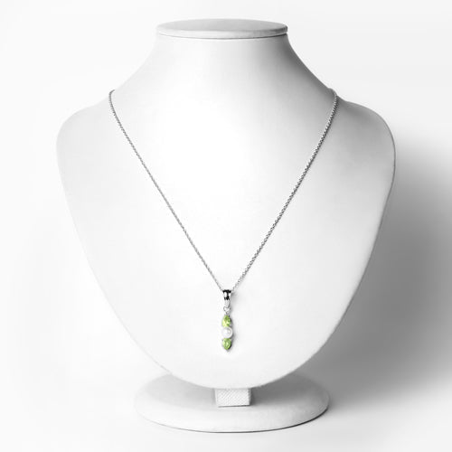 1.40 Carat Genuine Peridot and Pearl .925 Sterling Silver Pendant  DestGlow