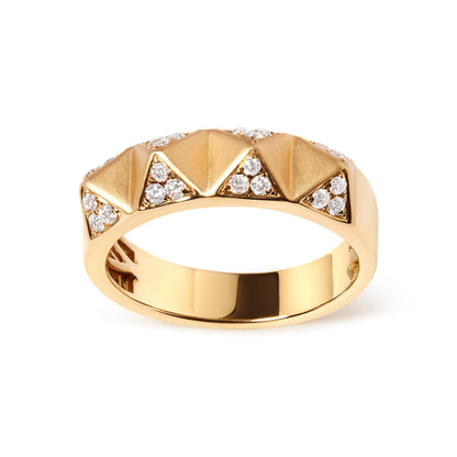 14K Yellow Gold 1/4 Cttw White Diamond Pyramid Band Ring (G-H Color, SI1-SI2 Clarity)- Size 7 by Bids.com