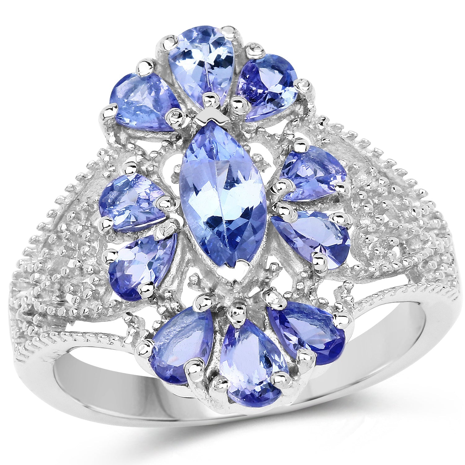 2.07 Carat Genuine Tanzanite .925 Sterling Silver Ring by Bids.com