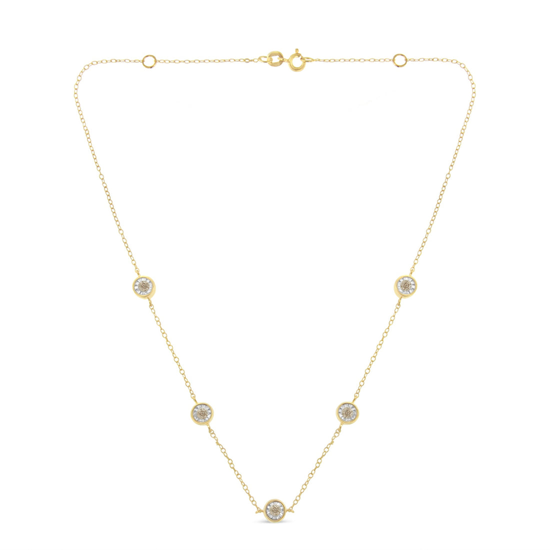 Yellow Color Plated Sterling Silver Diamond Station Necklace (1/2 cttw, K-L Color, I2-I3 Clarity) by Bids.com