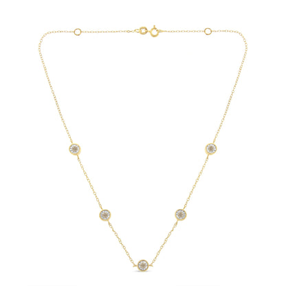 Yellow Color Plated Sterling Silver Diamond Station Necklace (1/2 cttw, K-L Color, I2-I3 Clarity) by Bids.com