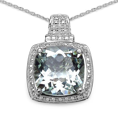 5.50 Carat Genuine Green Amethyst .925 Sterling Silver Pendant  DestGlow