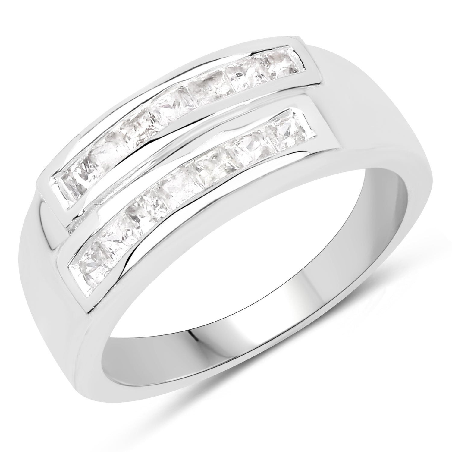 0.70 Carat Genuine White Sapphire .925 Sterling Silver Ring by Bids.com