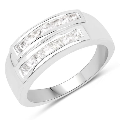 0.70 Carat Genuine White Sapphire .925 Sterling Silver Ring by Bids.com