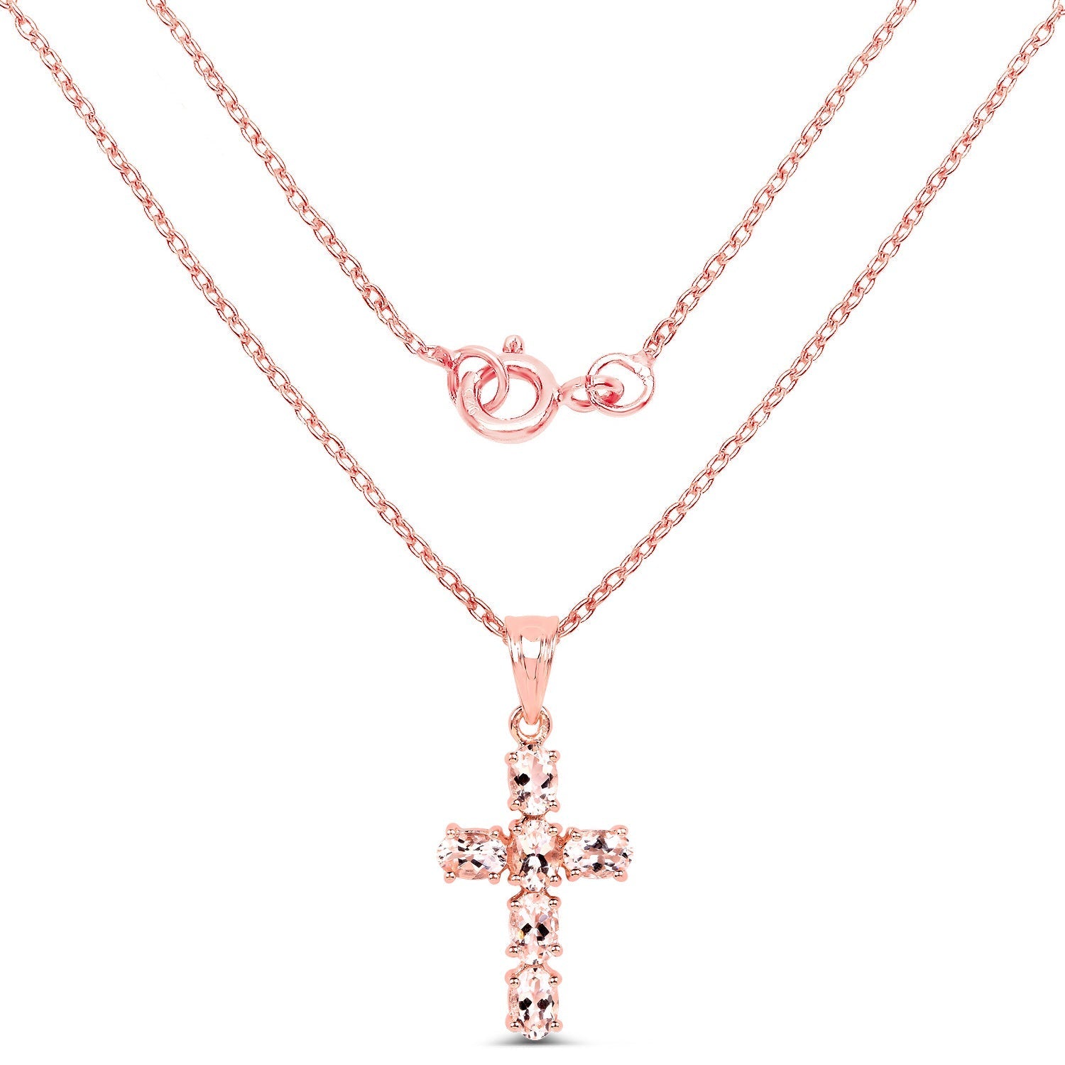 14K Rose Gold Plated 2.58 Carat Genuine Morganite .925 Sterling Silver Pendant  DestGlow
