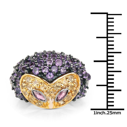 2.01 Carat Genuine Rhodolite and Amethyst .925 Sterling Silver Ring by Bids.com