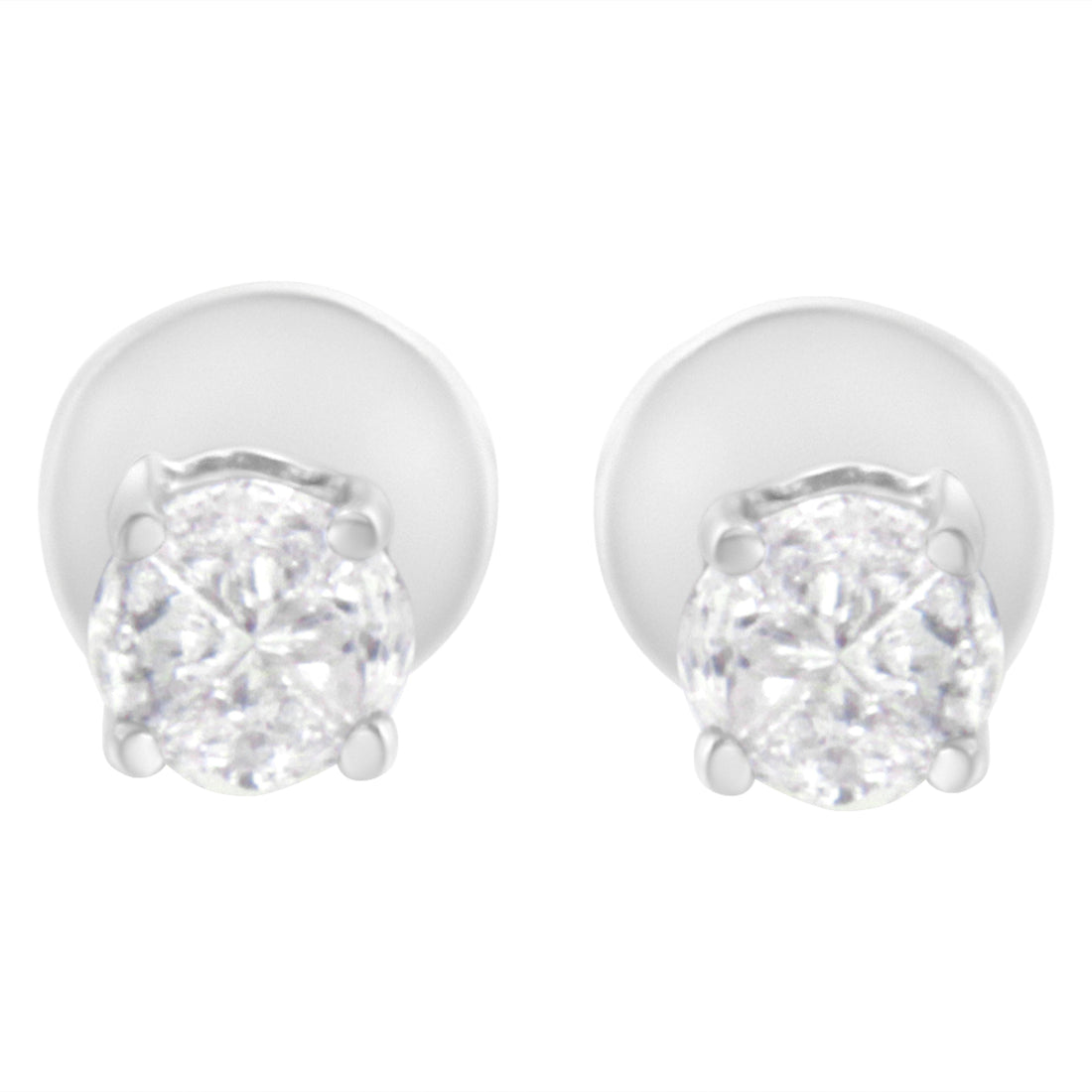 14K White Gold 1/2 Cttw Pie-Cut Diamond Solitaire Stud Earrings (H-I Color, SI1-SI2 Clarity) by Bids.com