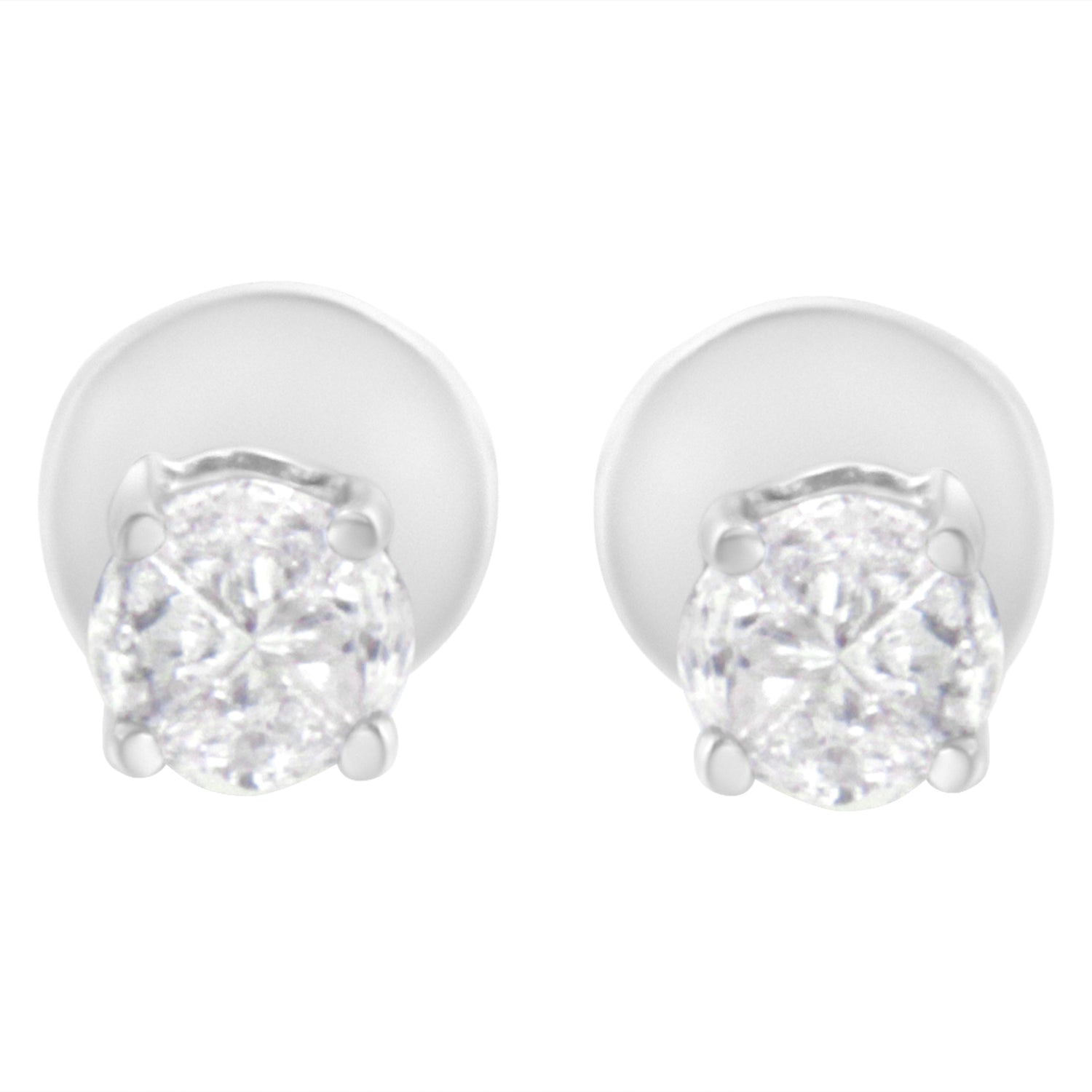 14K White Gold 1/2 Cttw Pie-Cut Diamond Solitaire Stud Earrings (H-I Color, SI1-SI2 Clarity) by Bids.com