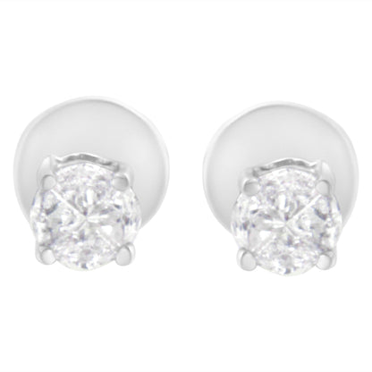 14K White Gold 1/2 Cttw Pie-Cut Diamond Solitaire Stud Earrings (H-I Color, SI1-SI2 Clarity) by Bids.com
