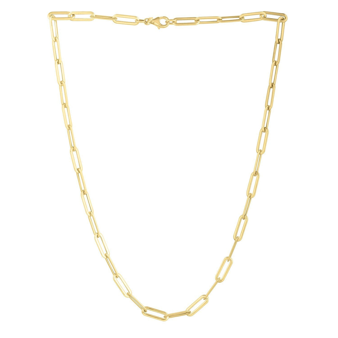 14k Yellow Gold Long Domed Paperclip Chain Necklace (4.80 mm) by Bids.com