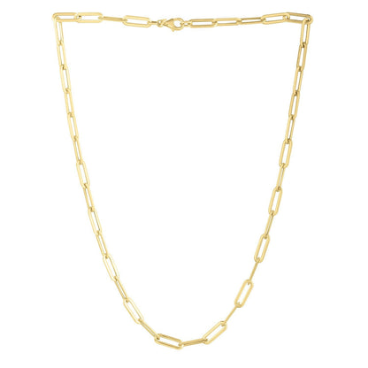 14k Yellow Gold Long Domed Paperclip Chain Necklace (4.80 mm) by Bids.com