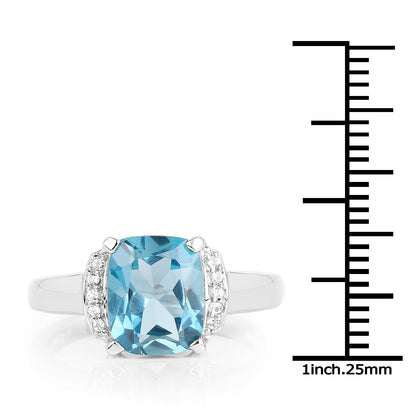 3.55 Carat Genuine London Blue Topaz &amp; White Topaz .925 Sterling Silver Ring by Bids.com