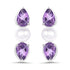 2.78 Carat Genuine Amethyst and Pearl .925 Sterling Silver Earrings  DestGlow