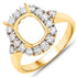 0.54 Carat Genuine White Diamond 14K Yellow Gold Semi Mount Ring - holds 9x7mm Cushion Gemstone by Bids.com