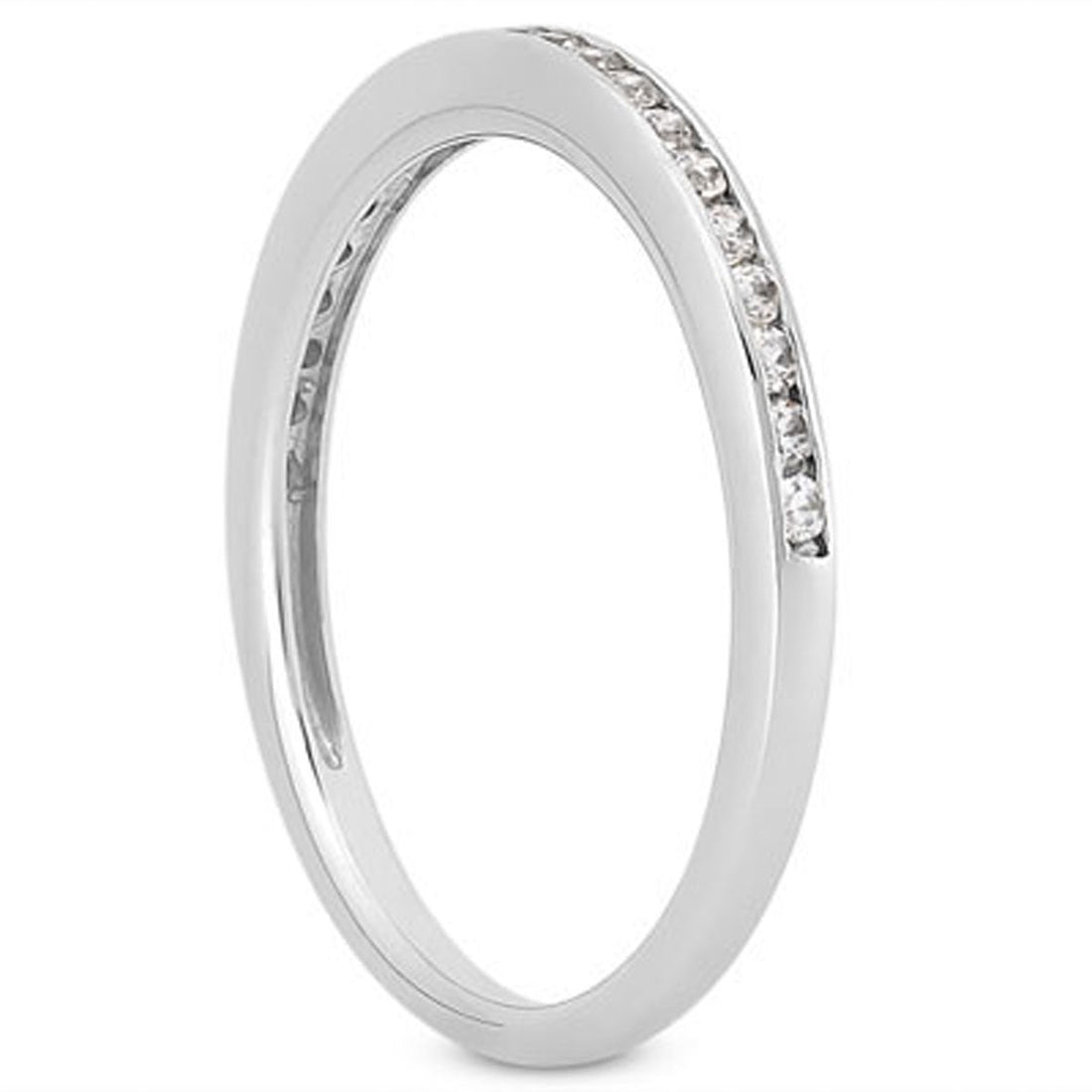 14k White Gold Slim Profile Diamond Channel Set Wedding Ring Band by Bids.com