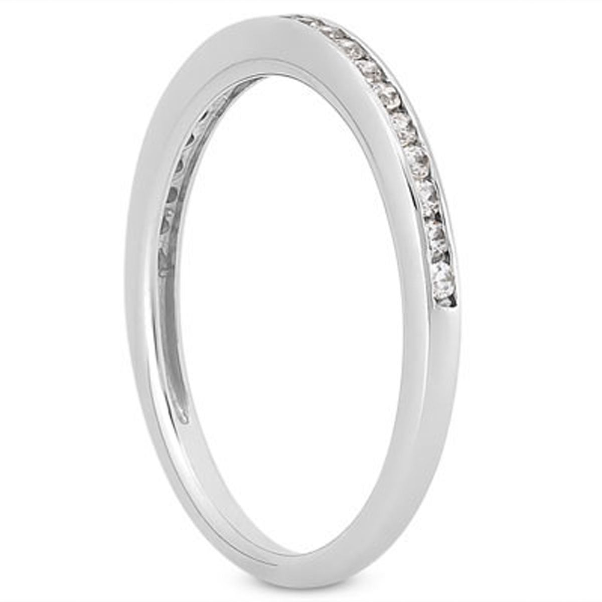 14k White Gold Slim Profile Diamond Channel Set Wedding Ring Band by Bids.com