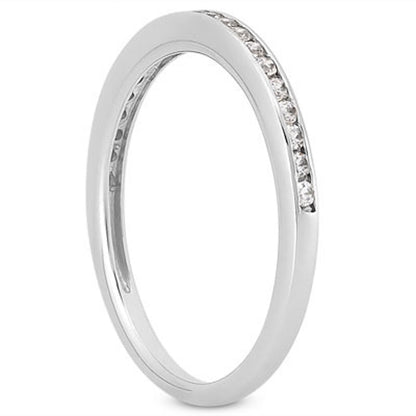 14k White Gold Slim Profile Diamond Channel Set Wedding Ring Band by Bids.com