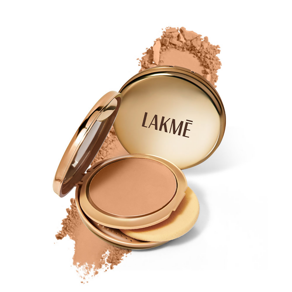 Lakme 9 To 5 Unreal Dual Cover Pressed Powder, 2 In 1 Compact + Foundation - 16 Sand