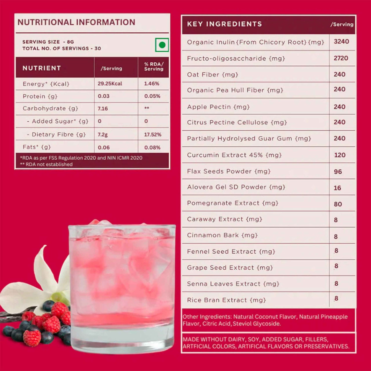 Wellbeing Nutrition Daily Fiber Powder - Vanilla Berry &amp; Pina Colada Combo