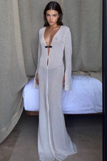 White Long Sleeve Maxi Dress 