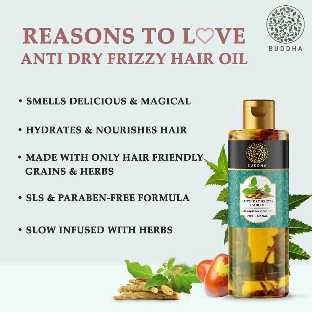 Buddha Natural Anti Dry Frizzy Hair Oil - For Instant Shine, Smoothness &amp; Soft Hair