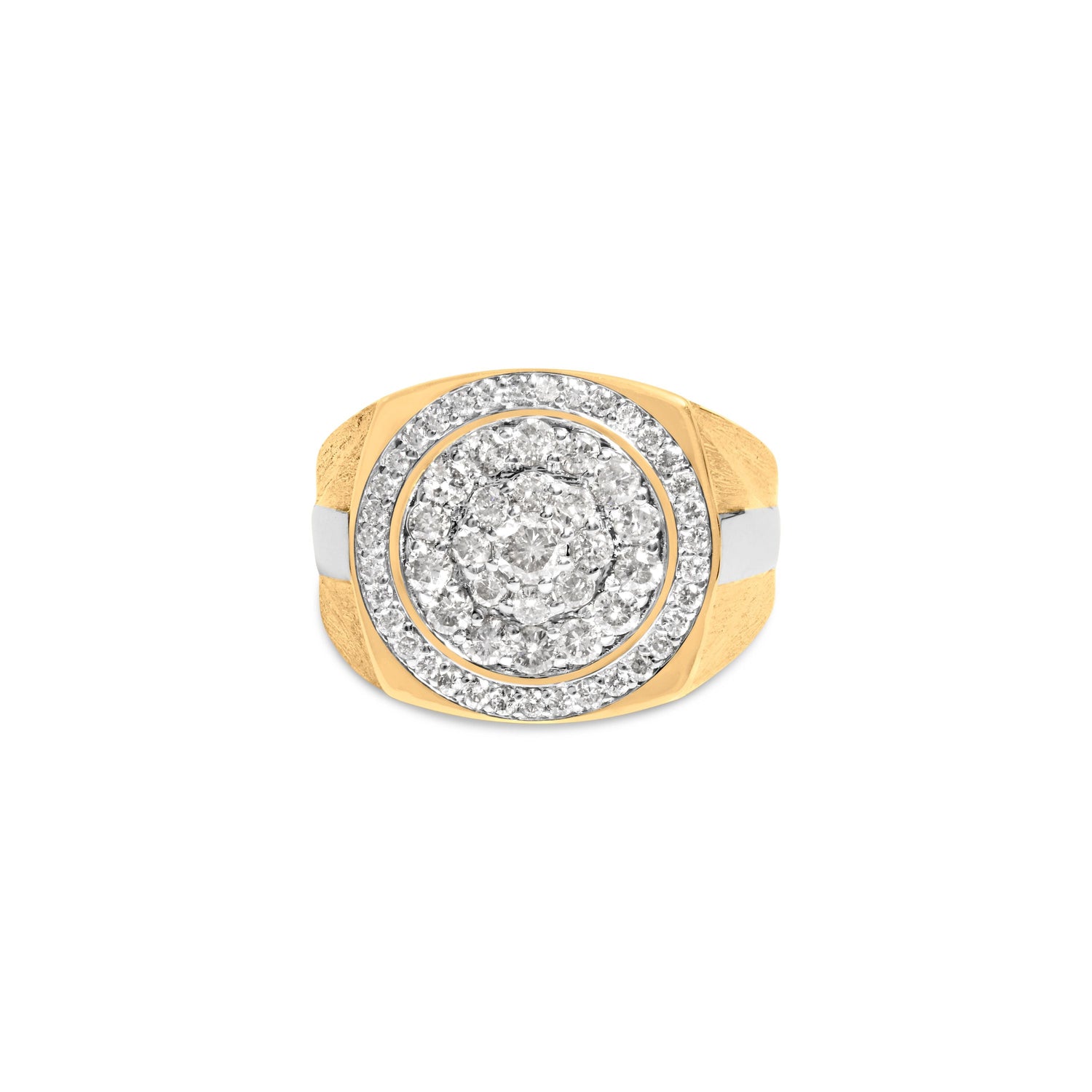 10K Yellow Gold 1 1/2 Cttw Diamond Cluster and Halo Signet Mens Ring (K-L Color, I1-I2 Clarity) - Size 10 by Bids.com