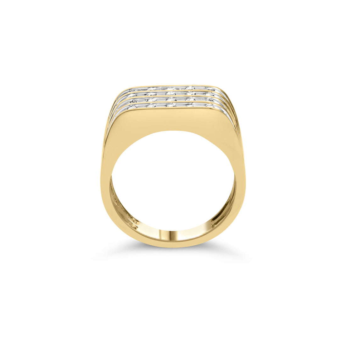 10K Yellow Gold 1.00 Cttw Diamond Multi Row Mens Ring Band by Bids.com