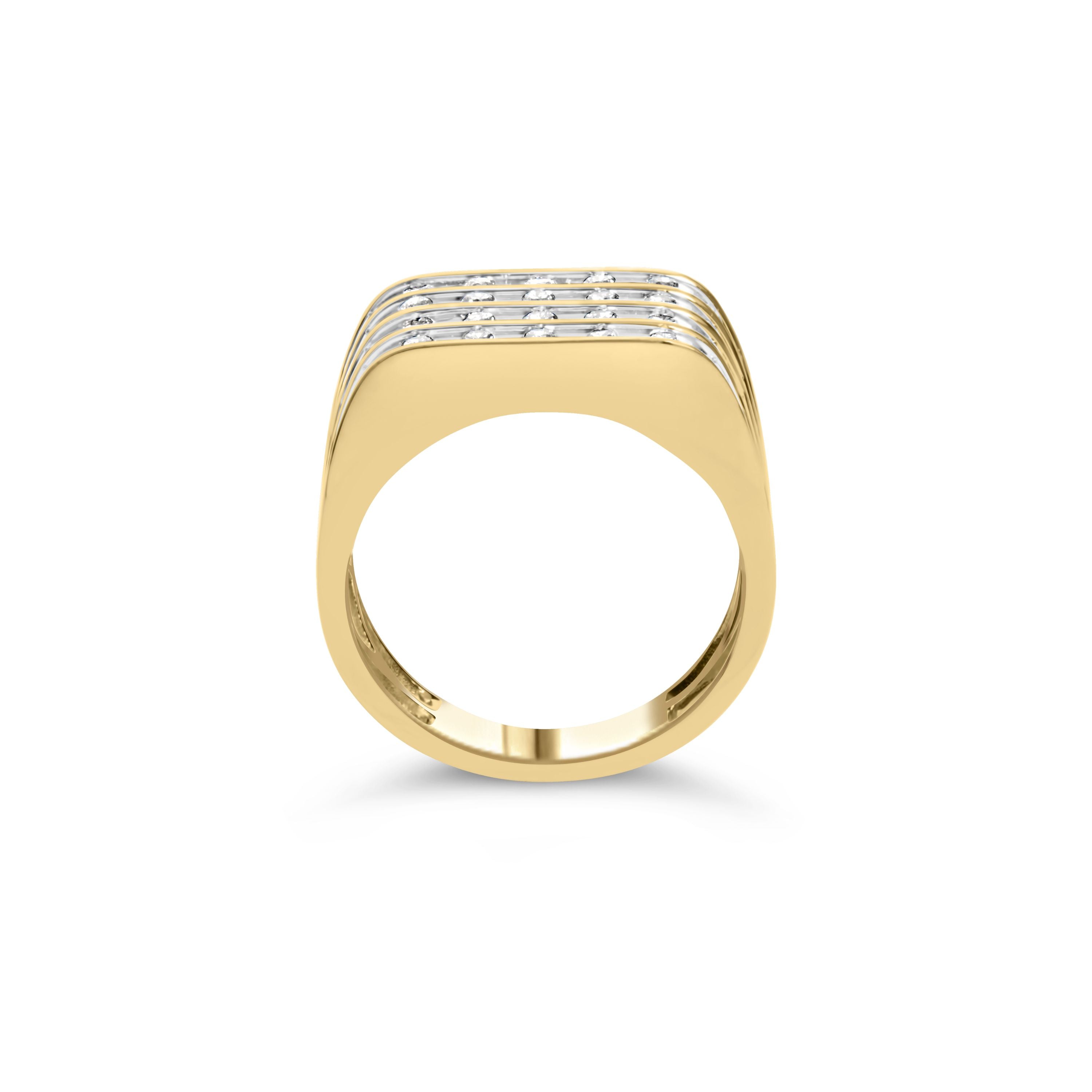 10K Yellow Gold 1.00 Cttw Diamond Multi Row Mens Ring Band by Bids.com