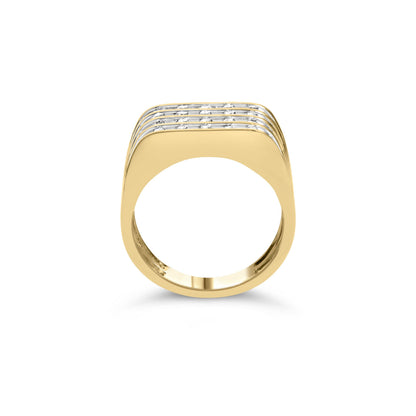 10K Yellow Gold 1.00 Cttw Diamond Multi Row Mens Ring Band by Bids.com