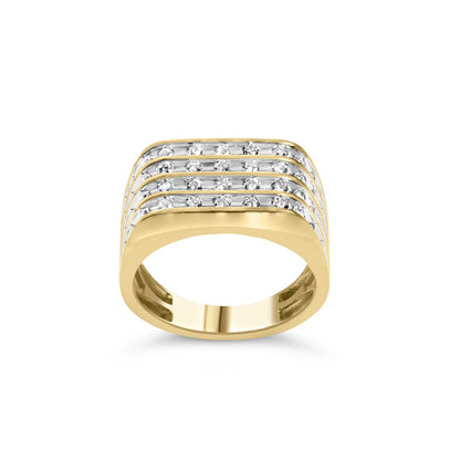 10K Yellow Gold 1.00 Cttw Diamond Multi Row Mens Ring Band by Bids.com