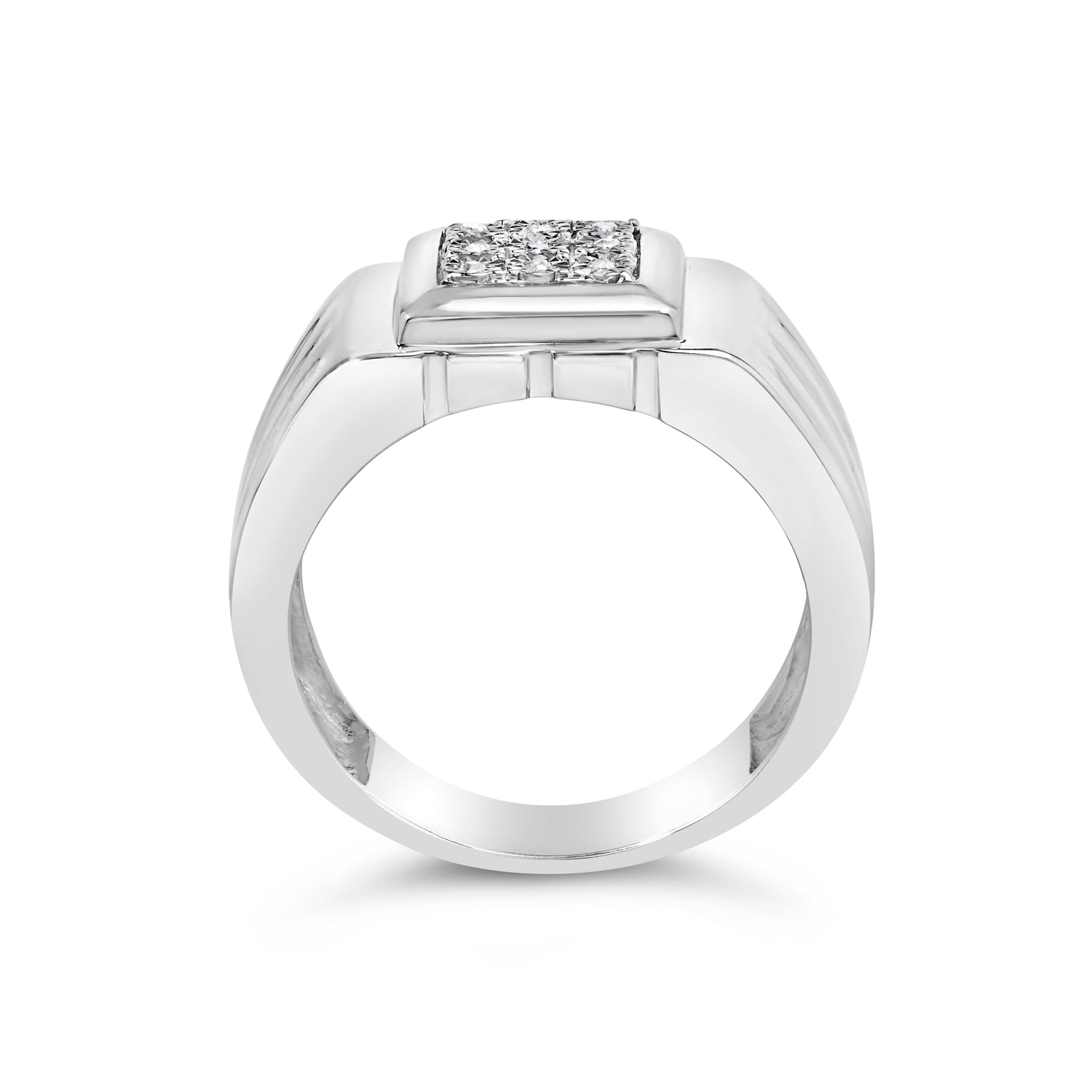 .925 Sterling Silver Diamond Accent Miracle-Set 9 Stone Ridged Band Gentlemen&
